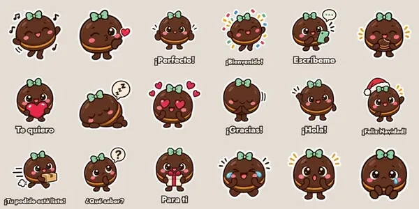 Stickers de la mascota alfajor de Las Delicias de Adry