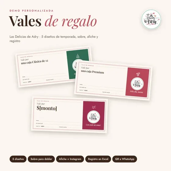 Vales de regalo de Las Delicias de Adry